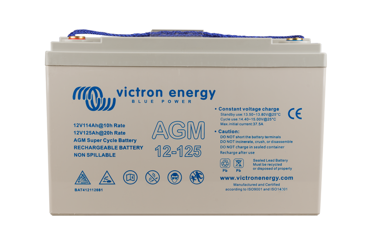 12V/125Ah AGM Super Cycle Batterie (M8 Gewinde innen)