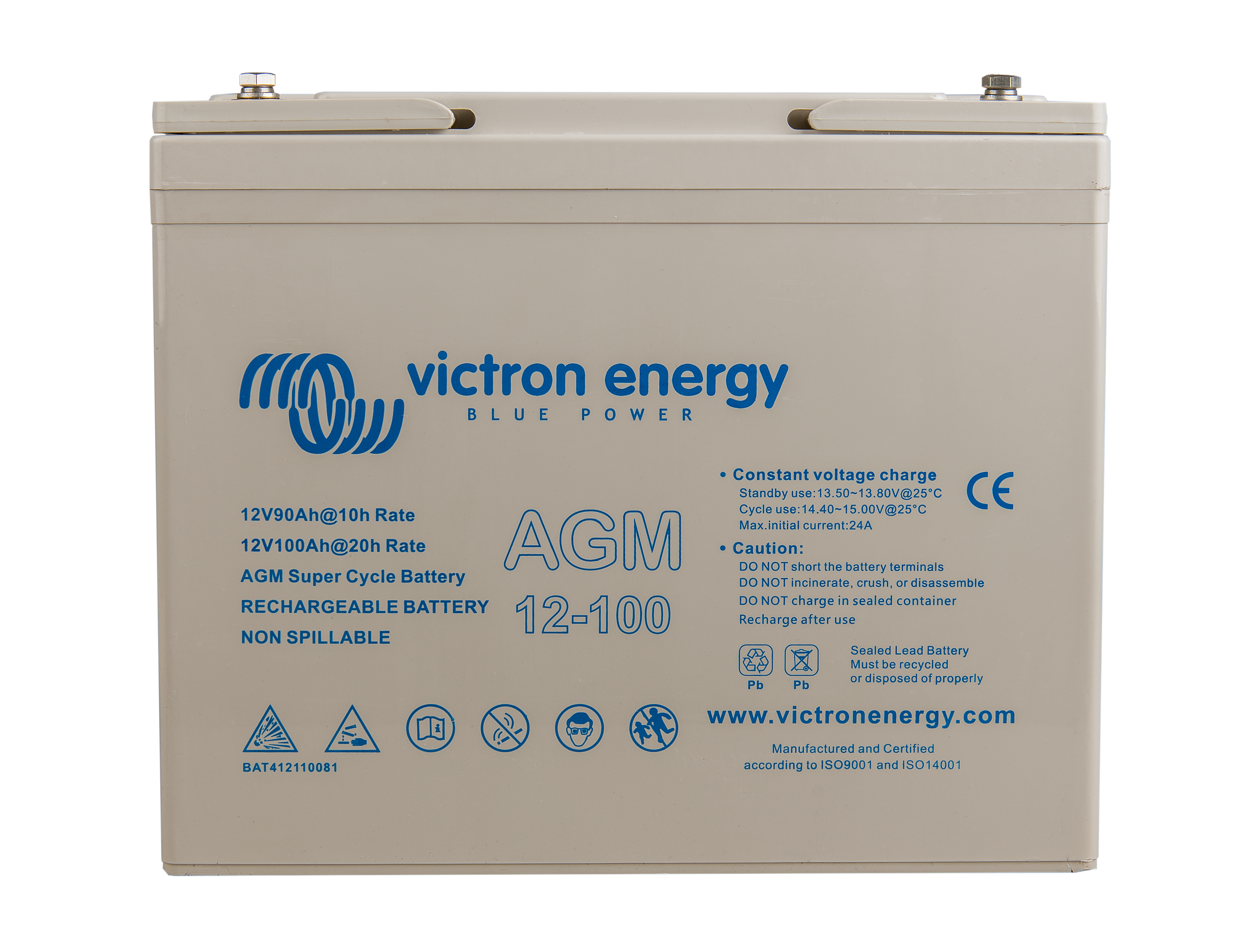 12V/100Ah AGM Super Cycle Batterie (M6 Gewinde innen)