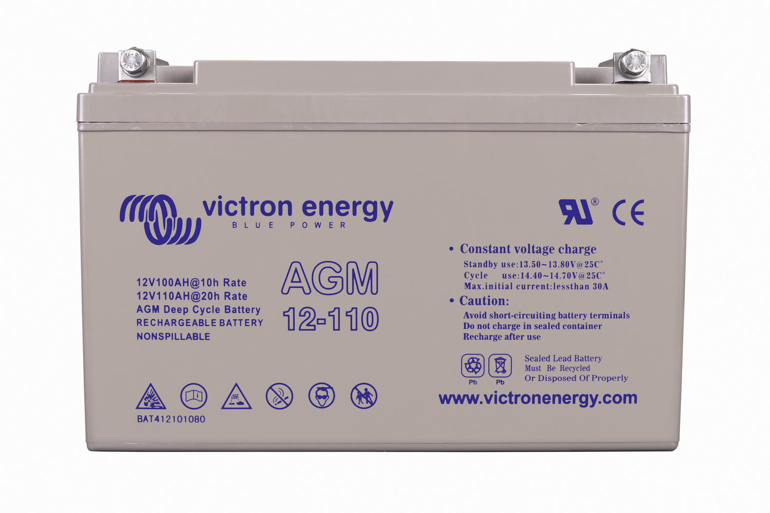 12V/110Ah AGM Deep Cycle Batterie (M8 Gewinde innen)